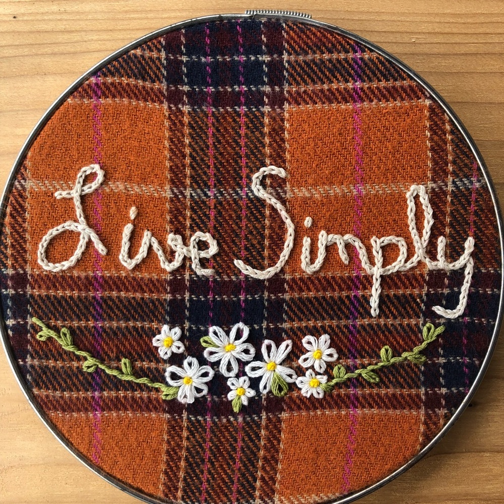 Live Simply Embroidery Hoop